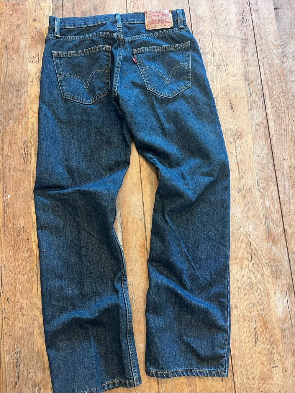 Levi's Men’s Blue Dark Wash Denim Jeans Straight Fit Mid Rise Streetwear 31/30
